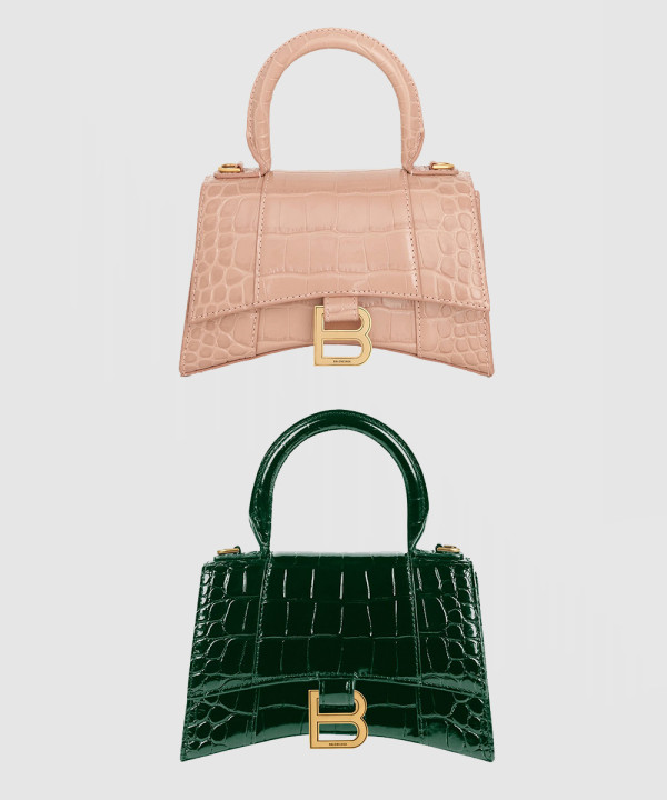 발렌시아가 아워글래스 XS 크로커다일 엠보싱 핸드백 592833