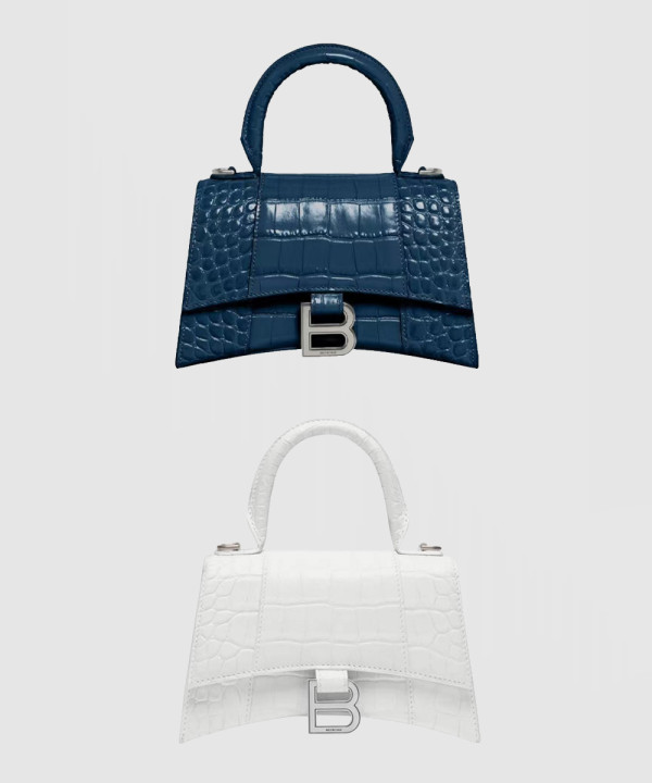 발렌시아가 아워글래스 XS 크로커다일 엠보싱 핸드백592833