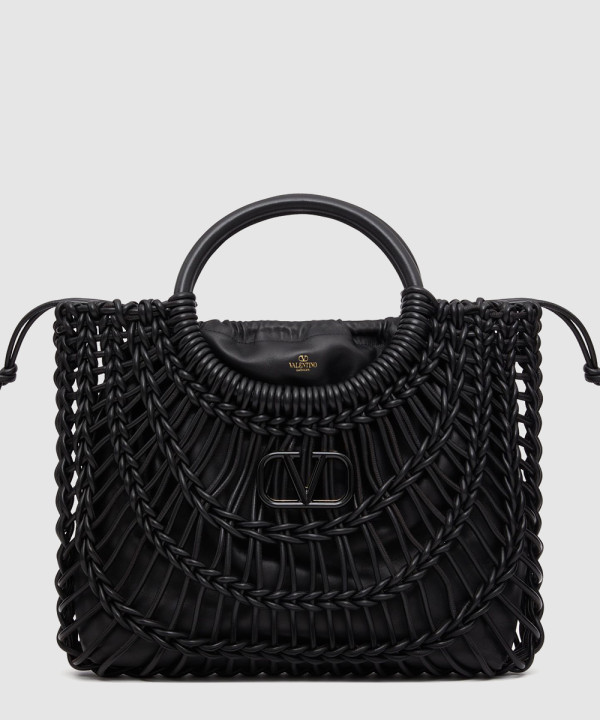 발렌티노 올노트 우븐 가죽 쇼퍼백