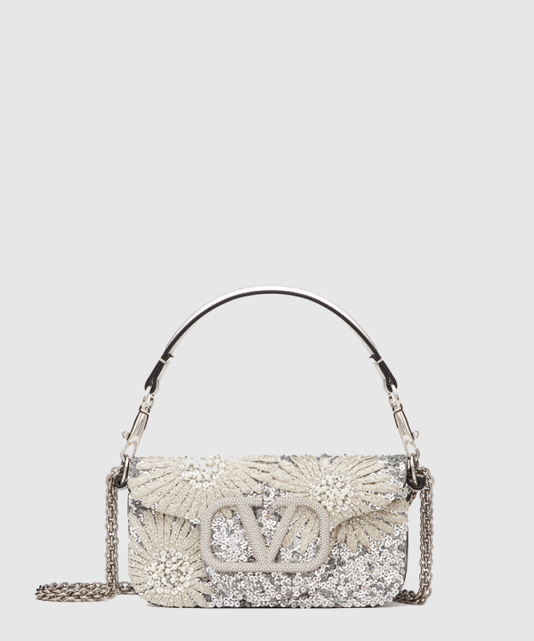 발렌티노 LOCÒ 스몰 플로럴 프린트 자수 핸드백