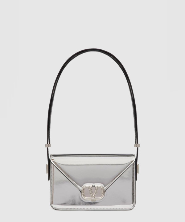 발렌티노 V 로고 플라크 레더 숄더백