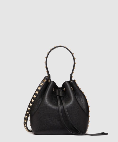 발렌티노 락스터드 가죽 버킷백