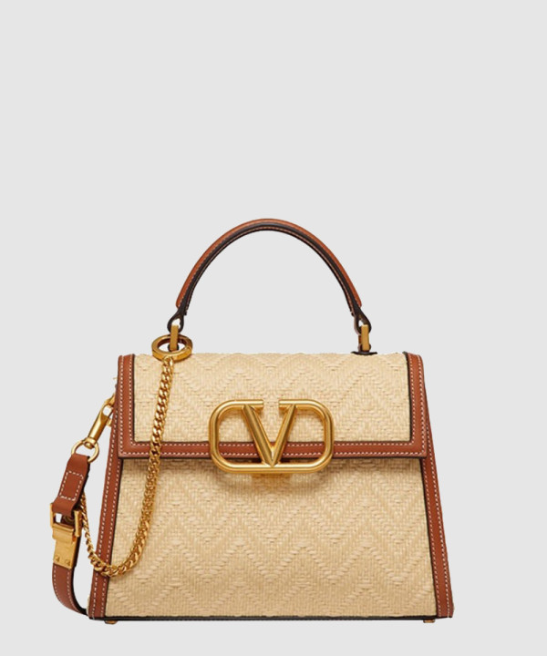 발렌티노 브이슬링 라피아 탑핸들백 스몰