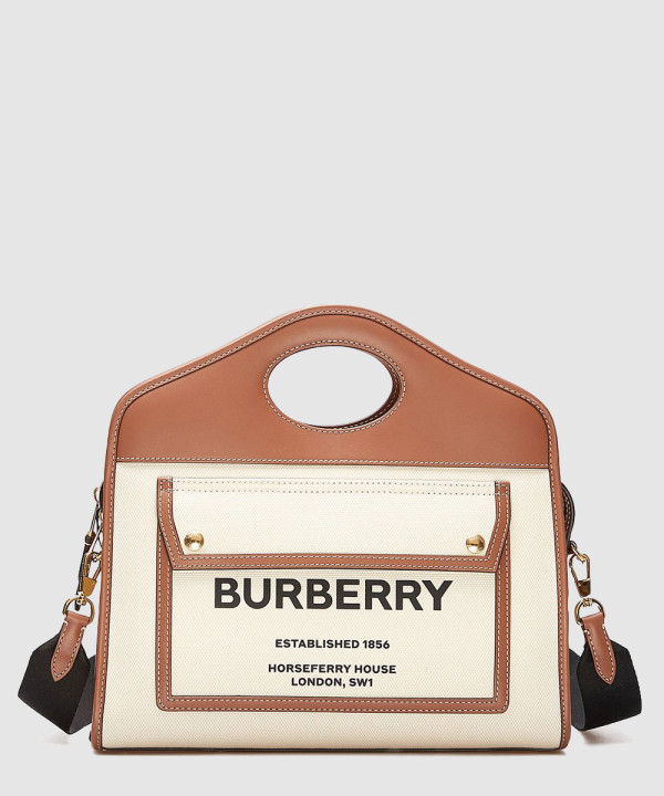 버버리 투톤 캔버스 스몰 포켓백 8036784