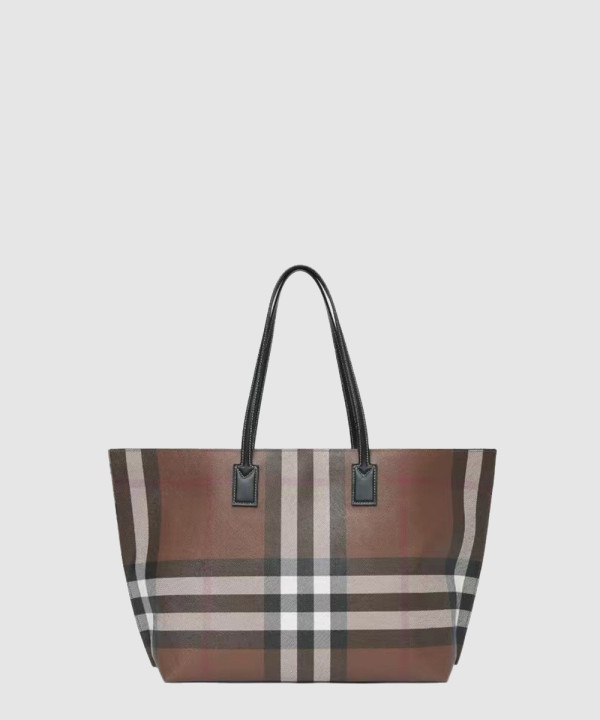버버리 체크 레더 미디움 토트백 80525041