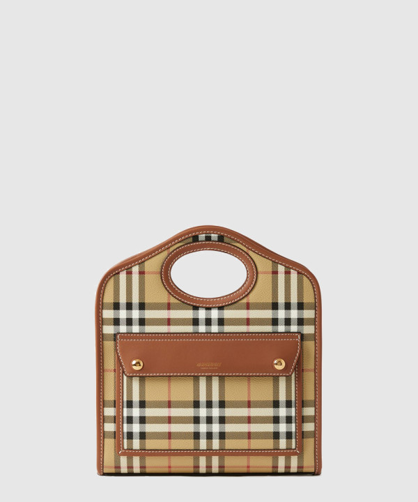 버버리 체크 레더 미니 포켓백 80661661