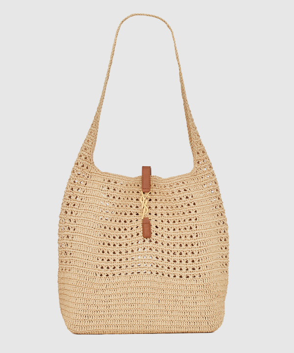 생로랑 크로쉐와 스무스 가죽 소재의 라피아 호보백 690941