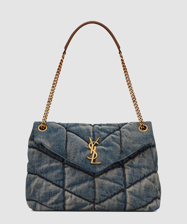 생로랑 루루 푸퍼백 데님 미듐 577475