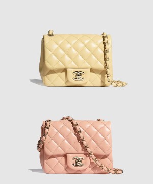 샤넬 클래식 램스킨 쁘띠삭 샴페인골드 A35200