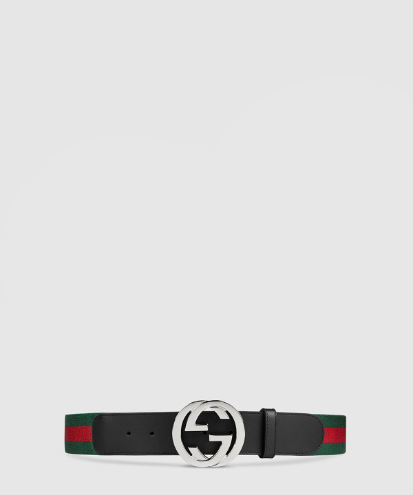 구찌 인터로킹 G 버클 웹 벨트 411924