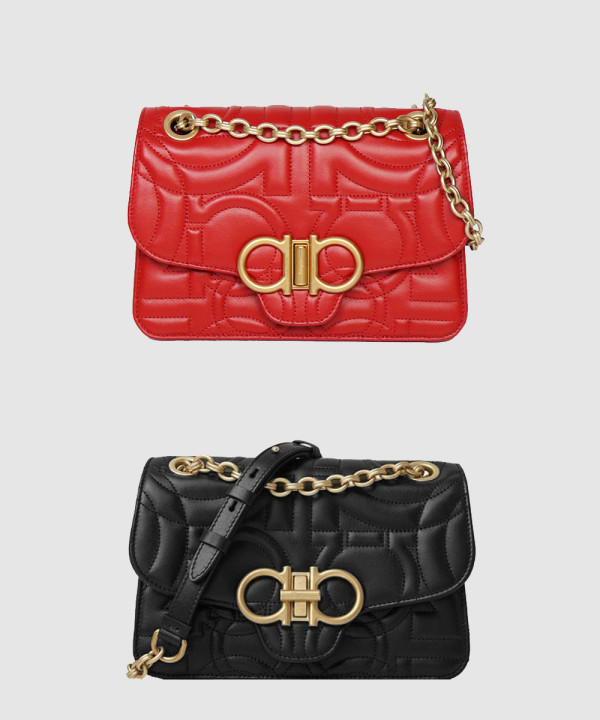 페레가모 퀼티드 간치니 플랩백 스몰 21H153