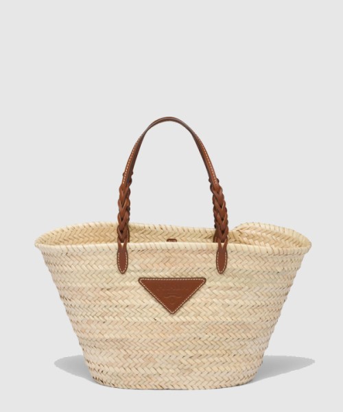 프라다 트리밍 천연 패브릭 토트백 1BG314