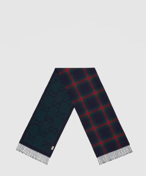 구찌 GG 스코틀랜드 체크 울 스카프 715385
