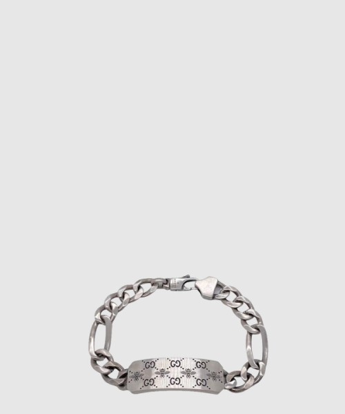 구찌 벌 GG 인그레이빙 체인 실버 팔찌 728264