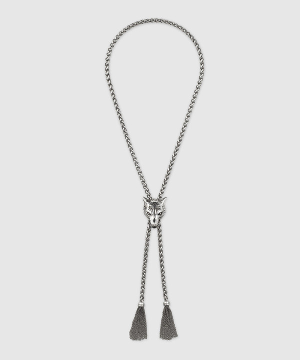 구찌 울프 헤드 실버 목걸이 512014