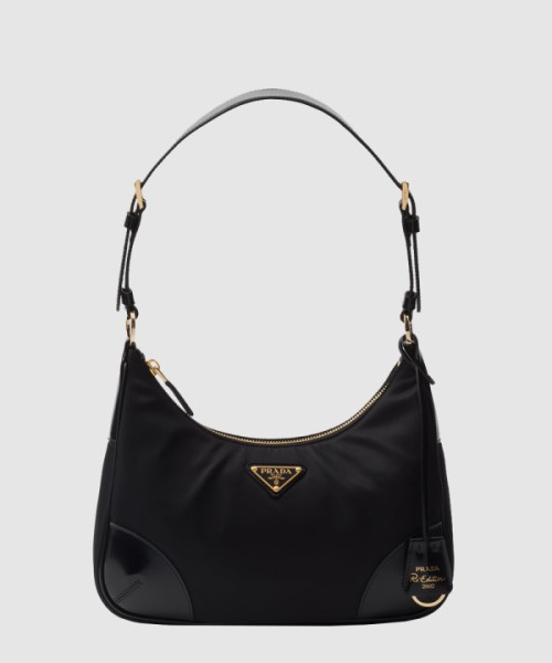 프라다 2005 리나일론 및 브러쉬드 가죽 숄더백 1BC214