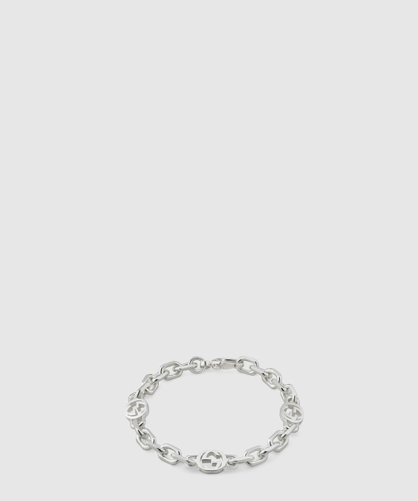 구찌 인터로킹 G 디테일의 실버 팔찌 620798