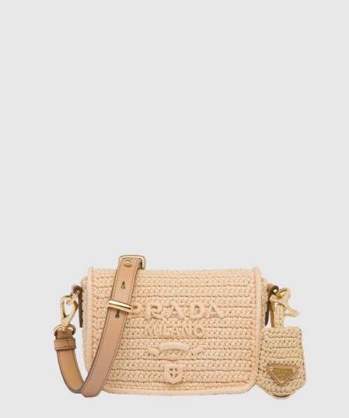 프라다 플랩이 달린 크로셰와 가죽 숄더백 1BD335