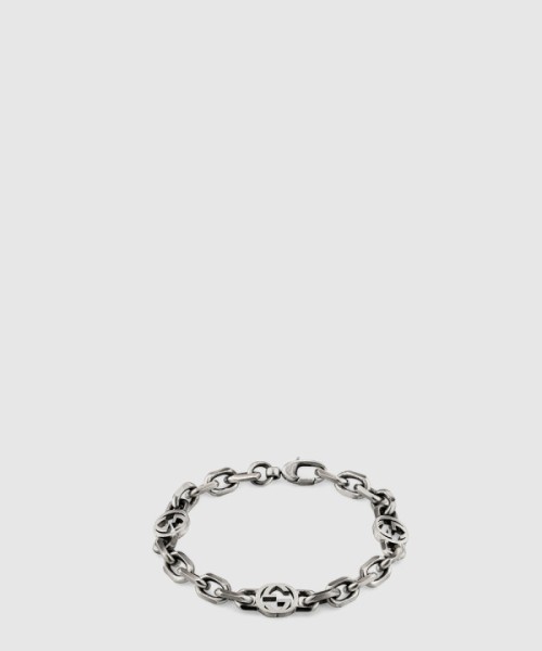 구찌 인터로킹 G 디테일의 실버 팔찌 620798