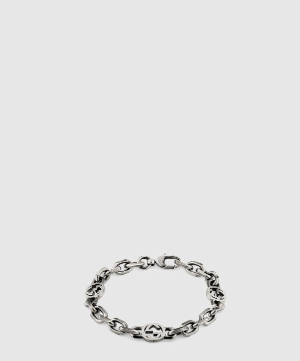 구찌 인터로킹 G 디테일의 실버 팔찌 620798