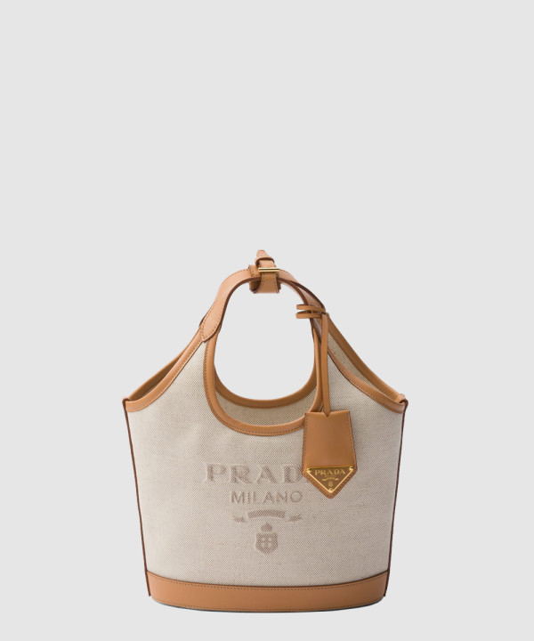 프라다 리넨 혼방 및 가죽 미니 버클백 1BE074