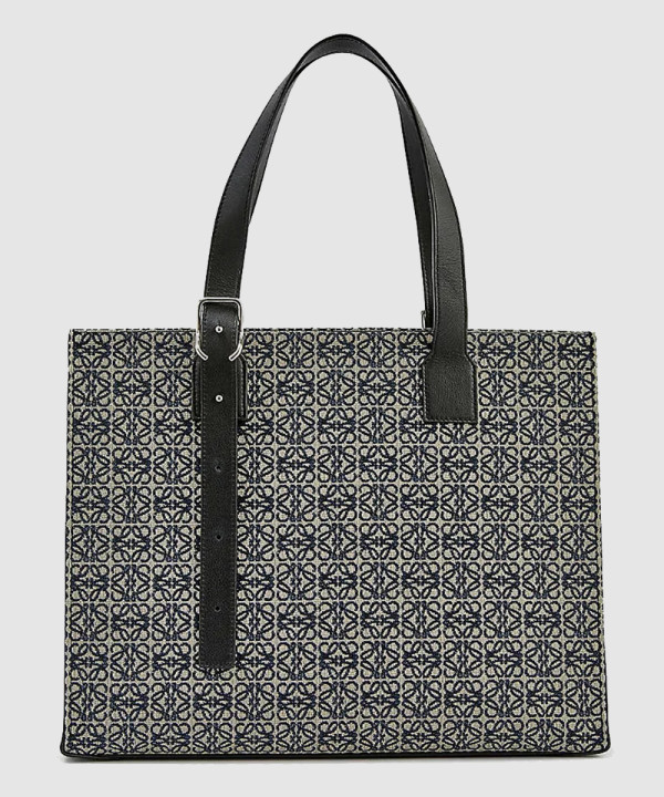 로에베 버클 호리즌탈 토트 백 - 카프스킨 & 애너그램 자카드