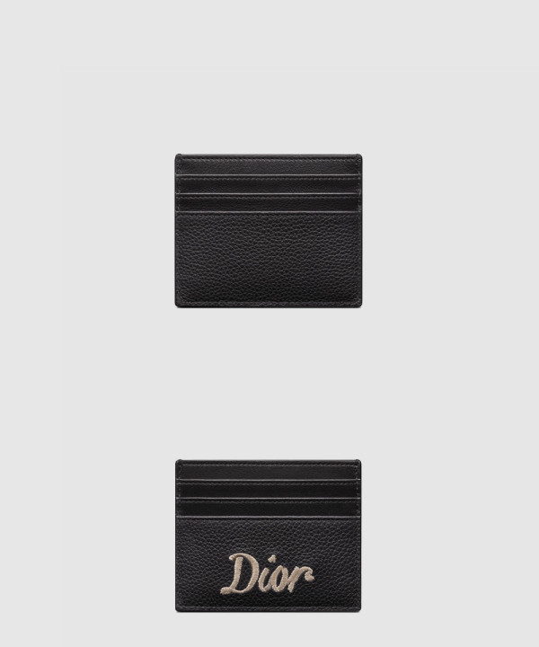 디올 Dior 리본 로고 카드홀더 곡면 소가죽 2ESCH