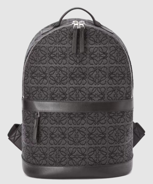 로에베 라운드 백팩 - 카프스킨 & 애너그램 자카드