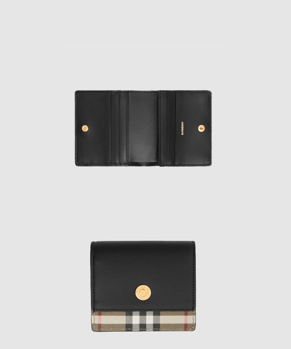 버버리 빈티지 체크 레더 스몰 폴딩 지갑 80622861