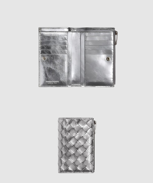 보테가베네타 미디엄 인트레치아토 폴더형 지퍼 지갑 667468