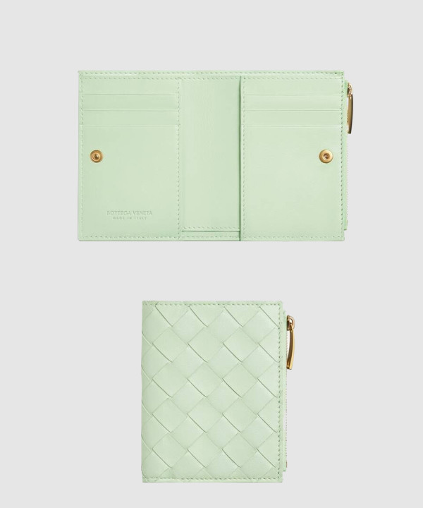 보테가베네타 스몰 인트레치아토 폴더형 지퍼 지갑 742330