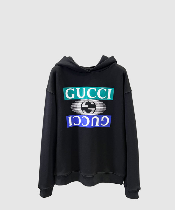 구찌 로고 프린팅 코튼 후드