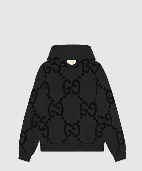 구찌 GG 플로킹 프린트 코튼 플리스 스웨트셔츠