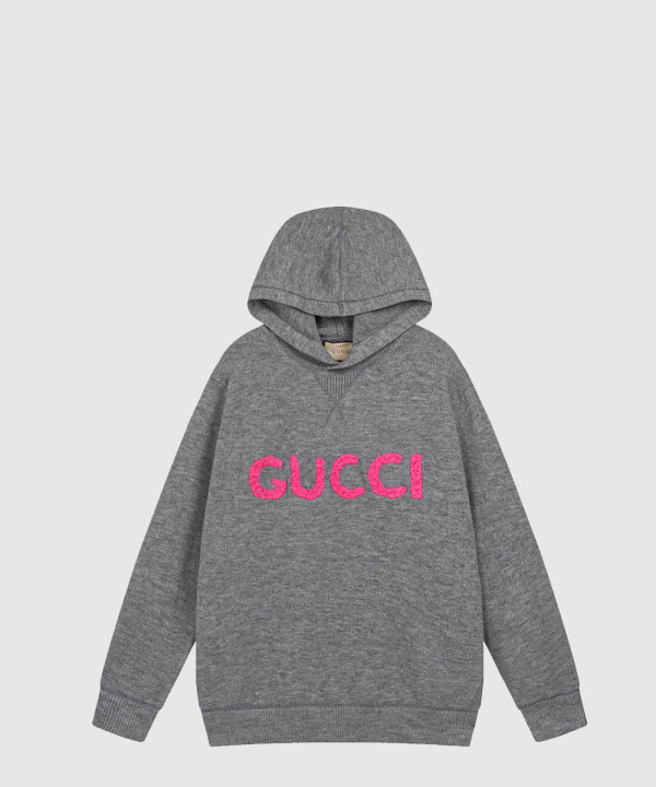 구찌 로고 엠브로이드 울 후드 스웨터