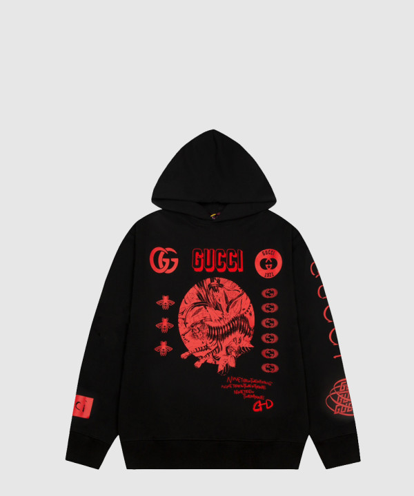 구찌 코튼 저지 후드 스웨트셔츠