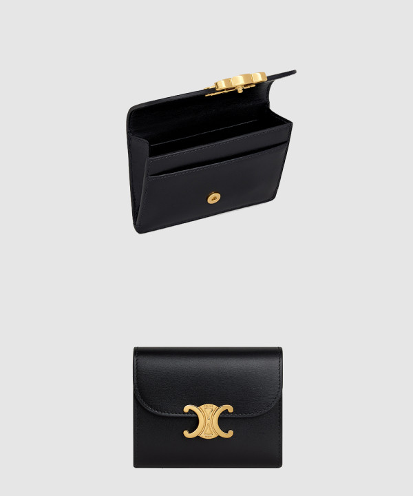 셀린느 트리옹프 플랩 카드 지갑 샤이니 10I583