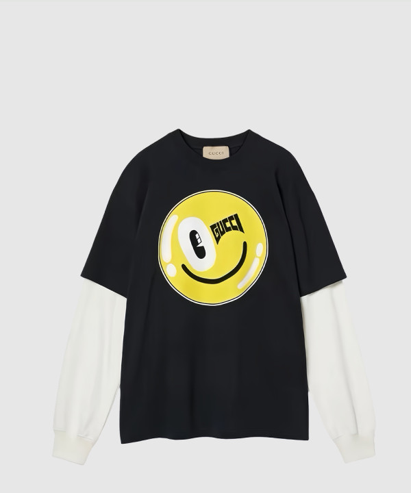 구찌 니트 면 프린트 티셔츠