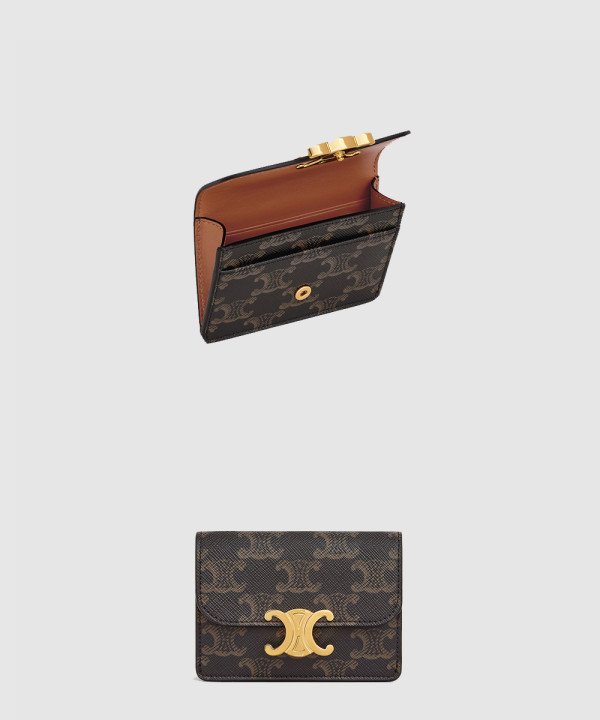 셀린느 트리옹프 플랩 카드 지갑 10I582