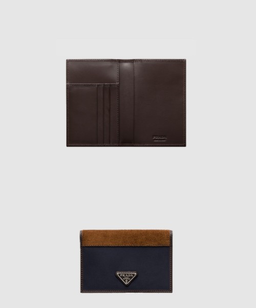 프라다 리나일론 및 가죽 여권 지갑 2MV017
