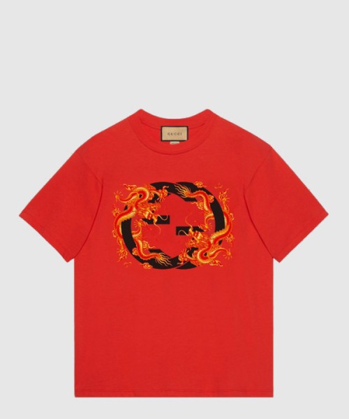 구찌 프린트 면 티셔츠