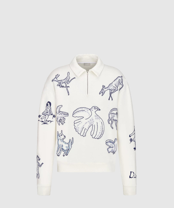 디올 지퍼 칼라 스웨트셔츠