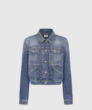 디올 로고 쇼트 데님 재킷