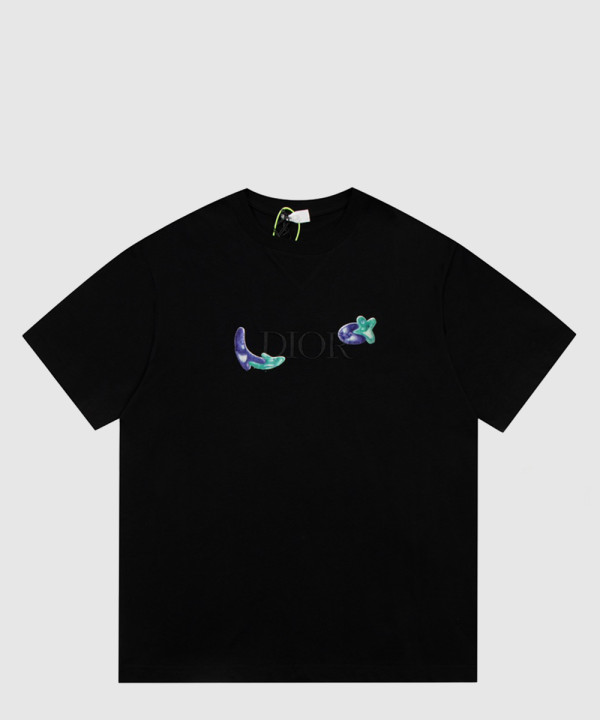 디올 로고 프린트 반팔