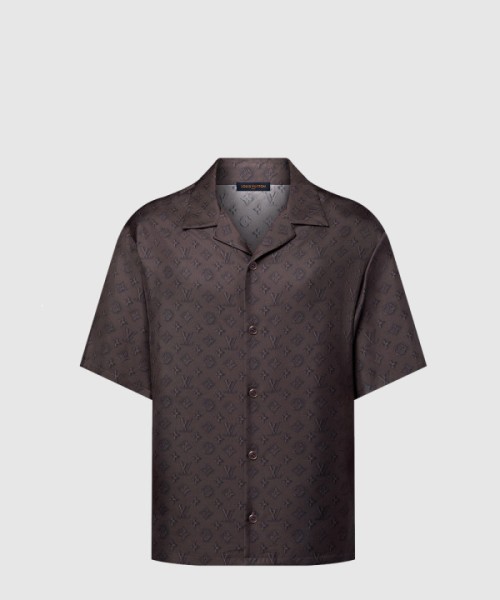루이비통 프린티드 모노그램 쇼트 슬리브드 실크 셔츠