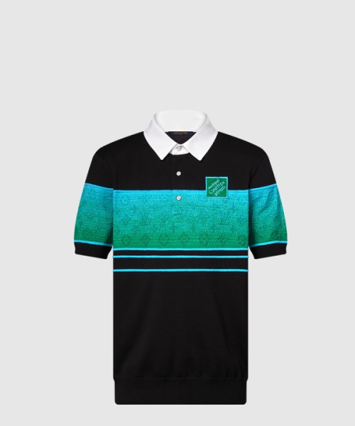 루이비통 이리데슨트 자카드 쇼트 슬리브드 폴로