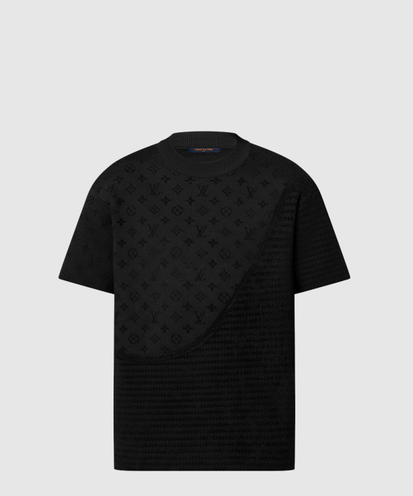 루이비통 그래픽 자카드 쇼트 슬리브드 크루넥