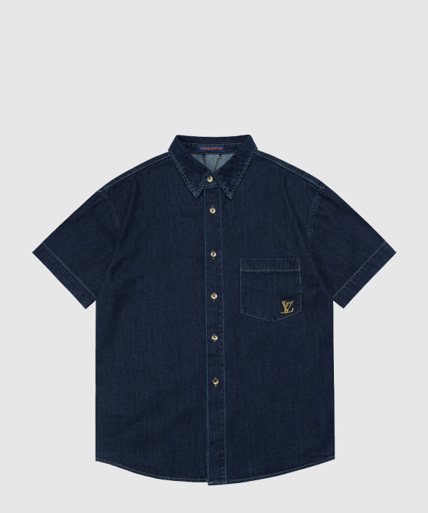 루이비통 시그니처 데님 쇼트 슬리브드 셔츠