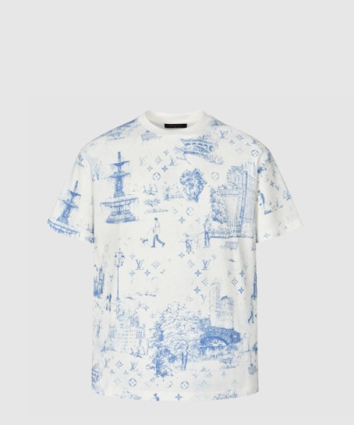 루이비통 프린티드 코튼 피케 티셔츠