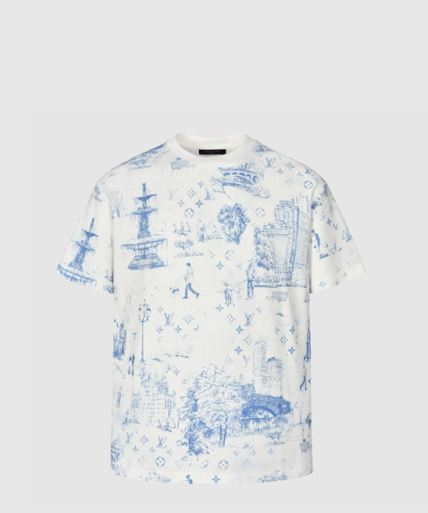 루이비통 프린티드 코튼 피케 티셔츠