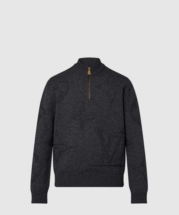 루이비통 모노그램 자카드 울 하프 지퍼 풀오버